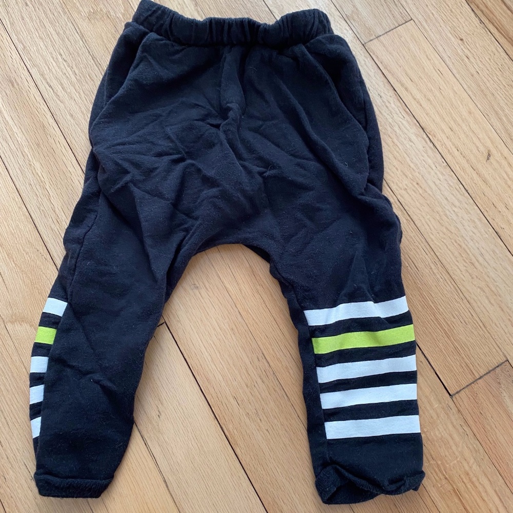 Baby Boy Joah Love Black with White and Green Stripe Sweatpants Joggers 12 month